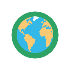 Stylized World Globe Vector Logo Icon in a Circle