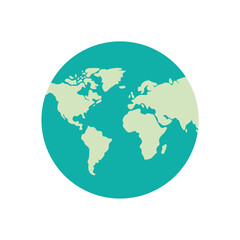 Simple World Map Vector Logo Icon in a Circle