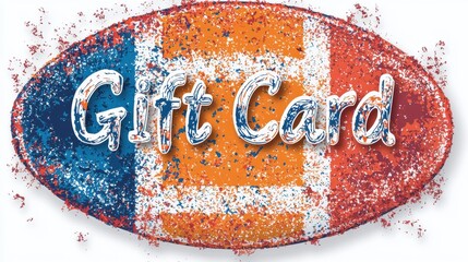 Colorful design of a gift card with vibrant textures featuring blue and orange background with centered text, ideal for special occasions