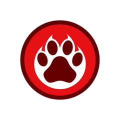 Fototapeta premium Minimalist Bear Paw Print Vector Logo Icon in a Circle