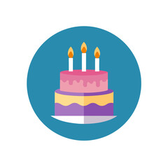 Celebration Birthday Cake Vector Logo Icon in a Circle