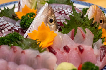 Fresh Sashimi Platter with Garnishes