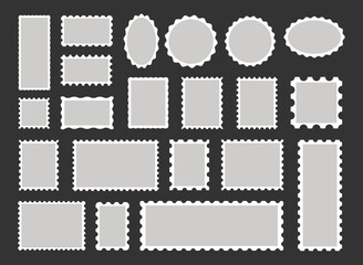 Postmarks Set. Vector bundle of blank postage stamp shapes with decorative borders