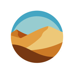 Desert Dune Vector Logo Icon Clipart in a Circle