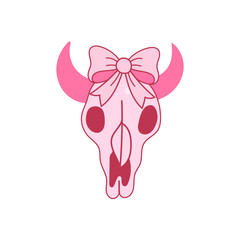 Cow skull with pink bow vector