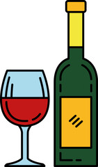 A bottle of wine and a wine glass