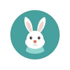 Fototapeta premium Simple Easter Bunny Vector Logo Icon Clipart in a Circle