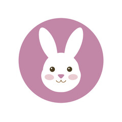 Fototapeta premium Easter Bunny Outline Vector Logo Icon Clipart in a Circle