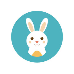 Easter Bunny Head Vector Logo Icon Clipart in a Circle