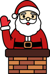 Santa Claus waving from a chimney