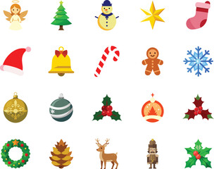 Christmas icons collection flat design style