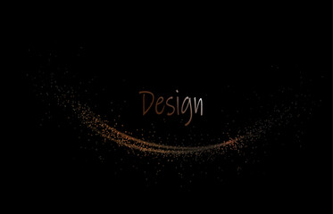 Shiny isolated design component, brown arc with tinsel on black background.