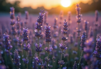  Hyperrealistic Lavender Sunrise Dewdrops in Sharp Focus