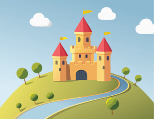 Medieval castle perched on a hill