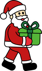 Santa Claus is holding a gift box