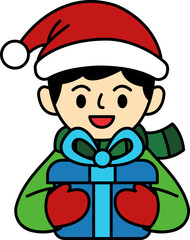 boy is holding a present