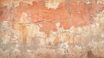 Cracked wall with peeling paint revealing layers of history in an abandoned building