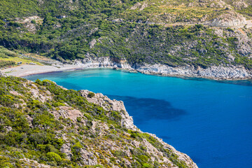 Vue de la c&ocirc;te depuis la commune de Barrettali sur le Cap Corse en France