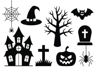 Halloween Silhouettes Vector Pack: Spooky Houses, Witches and Ghosts