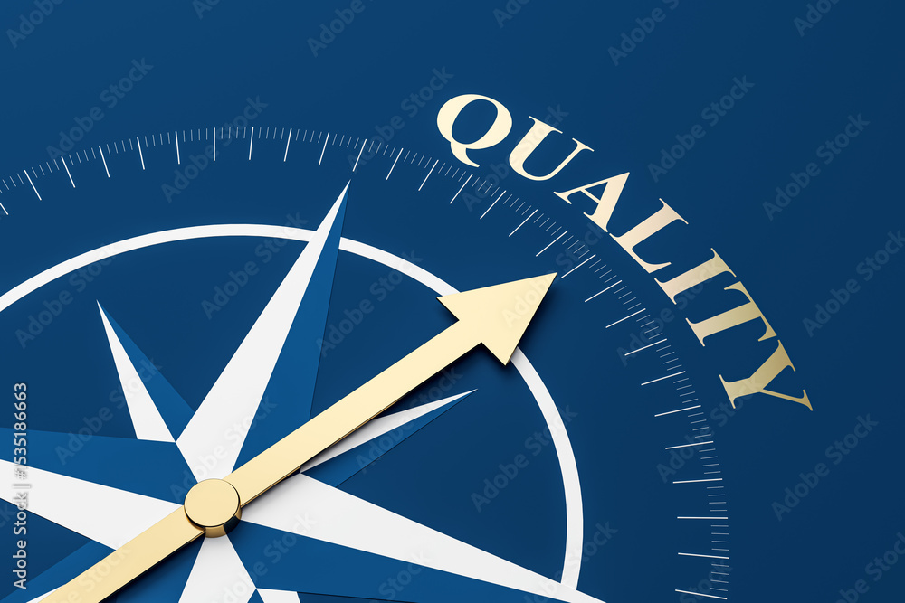 Poster golden arrow on blue compass pointing to 