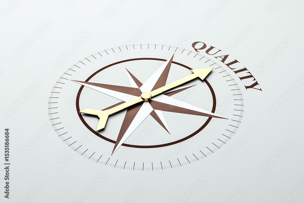 Poster Golden compass needle pointing toward the word 