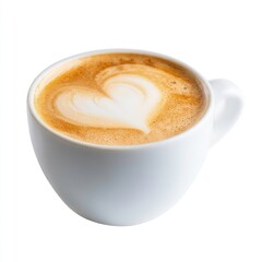 Obraz premium Assorted coffee beverages in artistic mugs, diverse brew styles with latte art and rich foam texture isolated on white background