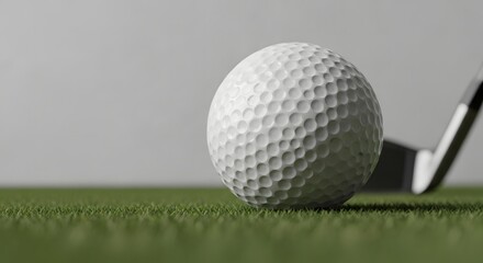 Obraz premium Golf Ball Precision: Close-Up on Green Fairway