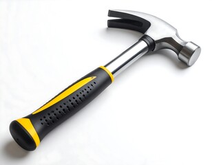 Metal hammer on white background