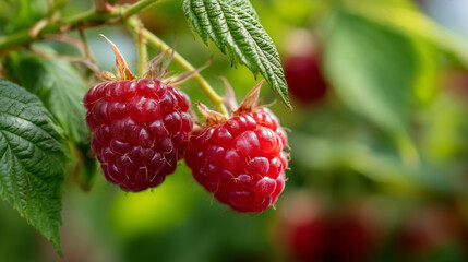 Close-Up of Orchard-Grown Cripps and Raspberries on a Sunny Summer Day in Occitan