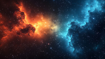 Obraz premium Vibrant Galactic Clouds in Red and Blue Tones