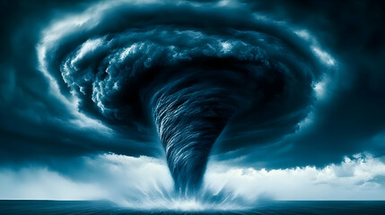 painting captures impending danger of a tornado with its ominous dark clouds swirling vortex and perilous plight of vulnerable occupants in wooden