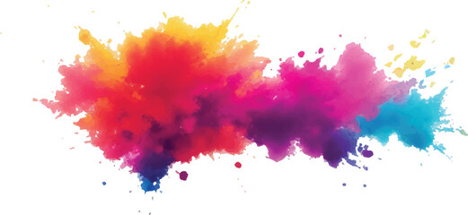 Radiant Watercolor Brush Strokes and Explosive Colorful Splashes on a White Canvas, Blending Abstract Art with a Playful, Modern Touch to Create an Exciting and Dynamic Visual Experience.
