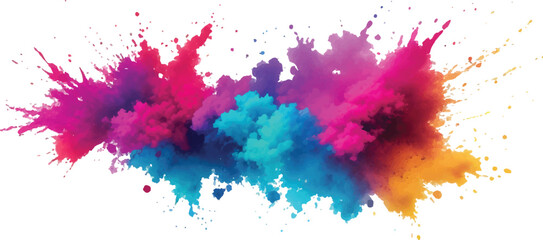 A Powerful Watercolor Creation of Splattered Stains and Bold Brush Strokes, Bringing Bright, Lively Colors Together on a Crisp White Canvas, Offering an Abstract and Vibrant Visual Display.
