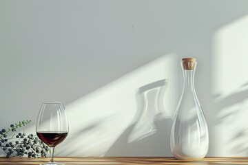 Detailed Picture of Carafe and Wine Glass on Table Arrangement