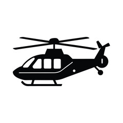 Black Silhouette Air Ambulance Helicopter Rotor Blades Spinning Side View medical