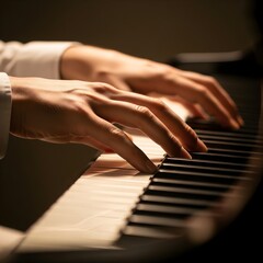 Obraz premium Hands playing piano musical instrument classical music learning to play, artistic performance, melody, composition, practice