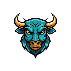 Fototapeta premium Bull head mascot character on white background