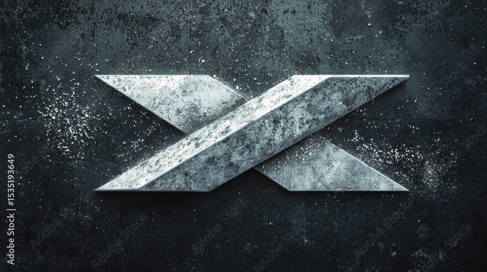 Aufkleber modern metallic logo design featuring a textured surface and angular shapes in a dark environment