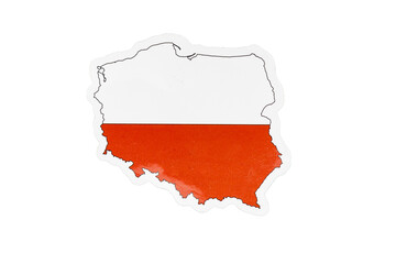 Poland Map Outline with National Flag Colors