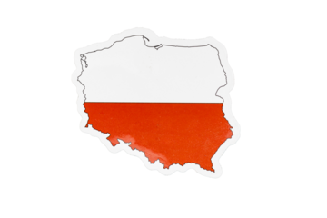 Poland Map Outline with National Flag Colors