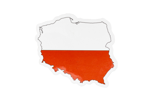 Poland Map Outline with National Flag Colors