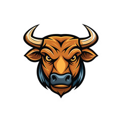 Bull head mascot character on white background