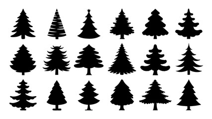 Obraz premium set of xmas tree silhouette vector on tranparent background