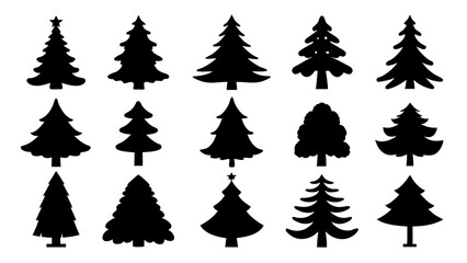 Obraz premium set of xmas tree silhouette vector on tranparent background
