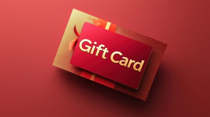 Red gift card placed on a decorative box with a ribbon for special occasions