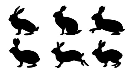 Fototapeta premium set of rabbits silhouette vector on tranparent background