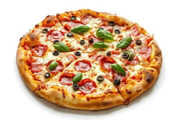 High Resolution Picture of a Photo of Pizza Isolated on White Background