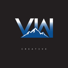 VW Creative Mountain Logo – Bold Gradient Letter mark Branding Design for Business & Outdoor Brands