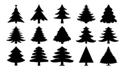 Obraz premium set of xmas tree silhouette vector on tranparent background