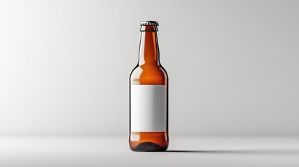 Amber beer bottle mockup with blank label